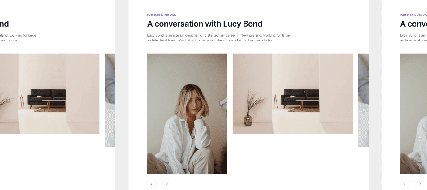 Most popular products and client testimonial sections on a template website for an online ecommerce furniture store