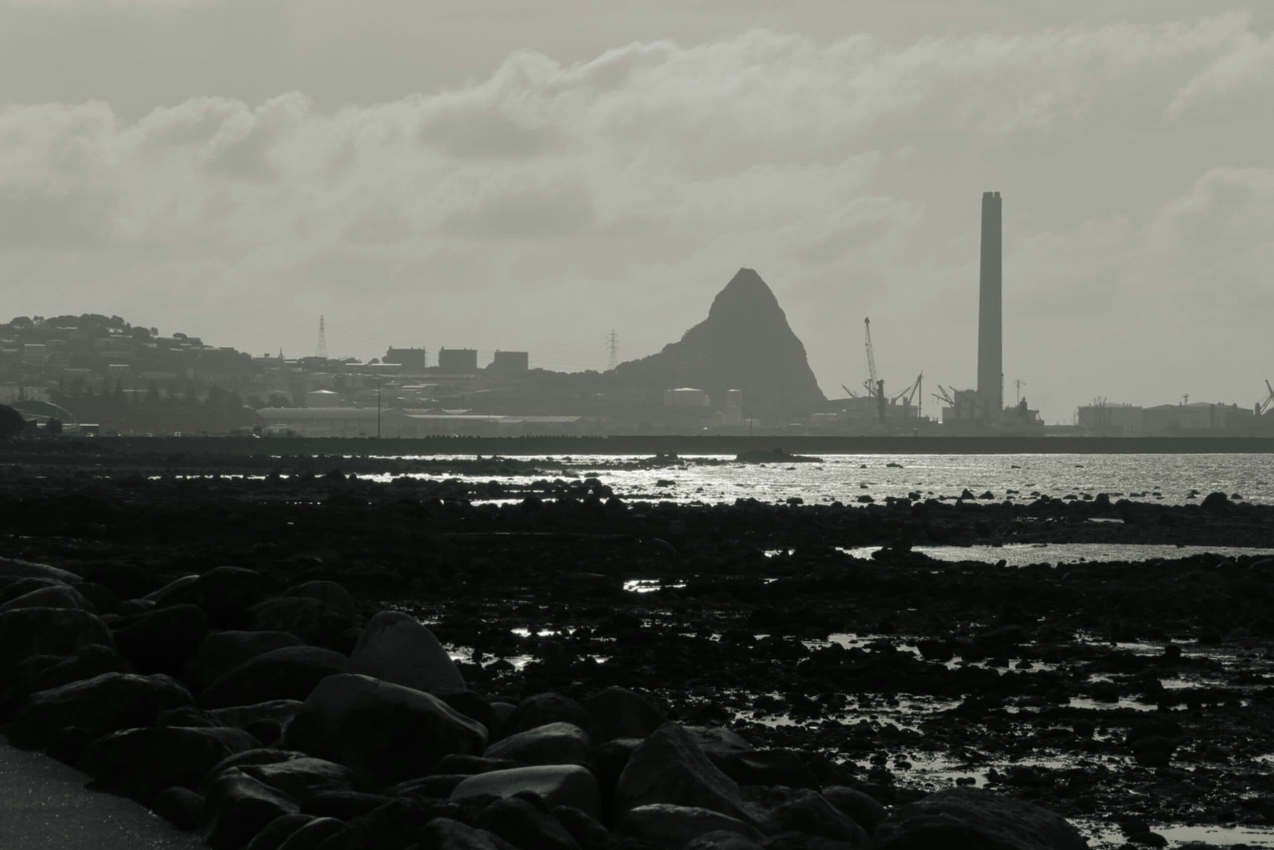 City view from Paritutu Rock in New Plymouth, New Zealand
