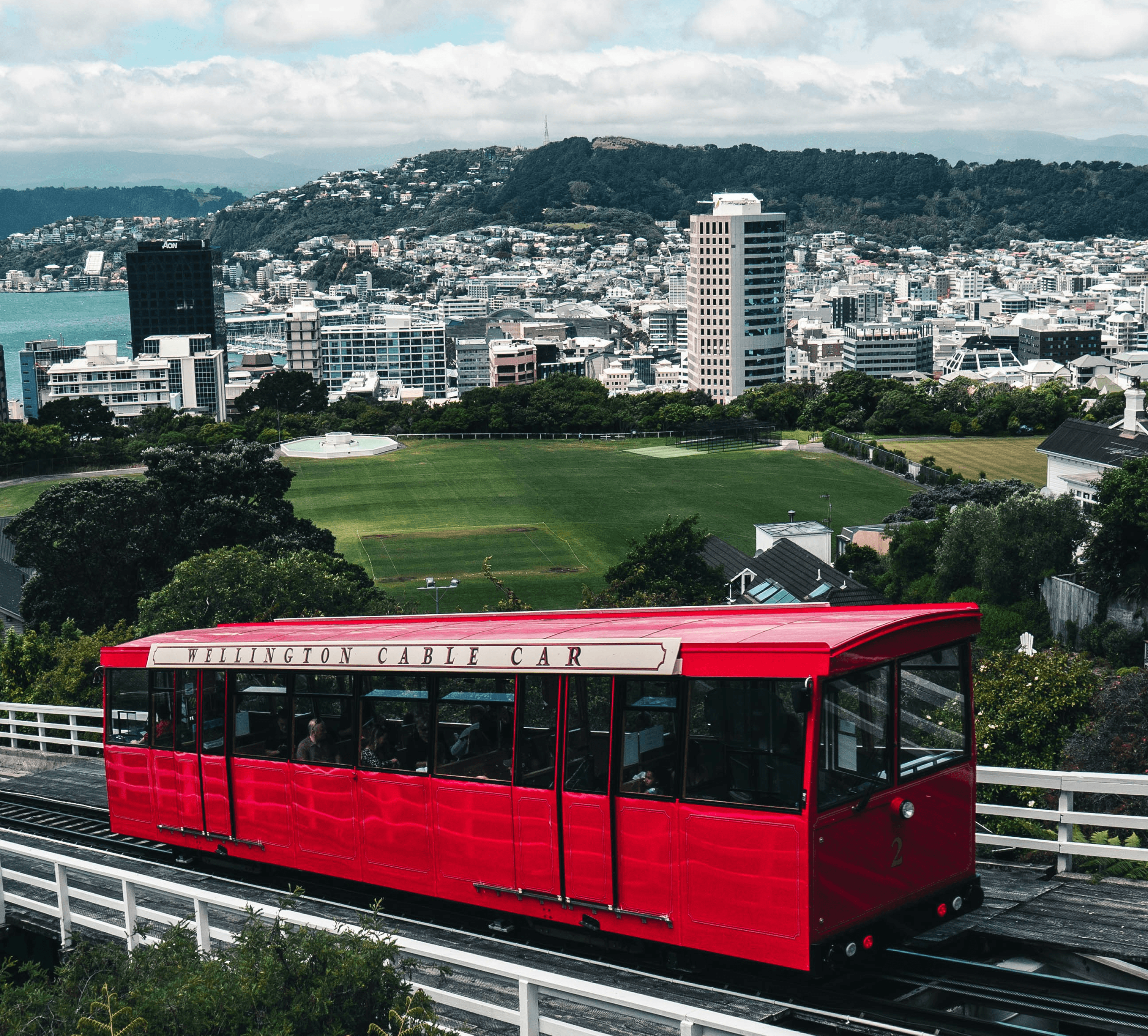 Wellington Cable Car pictured with city in background