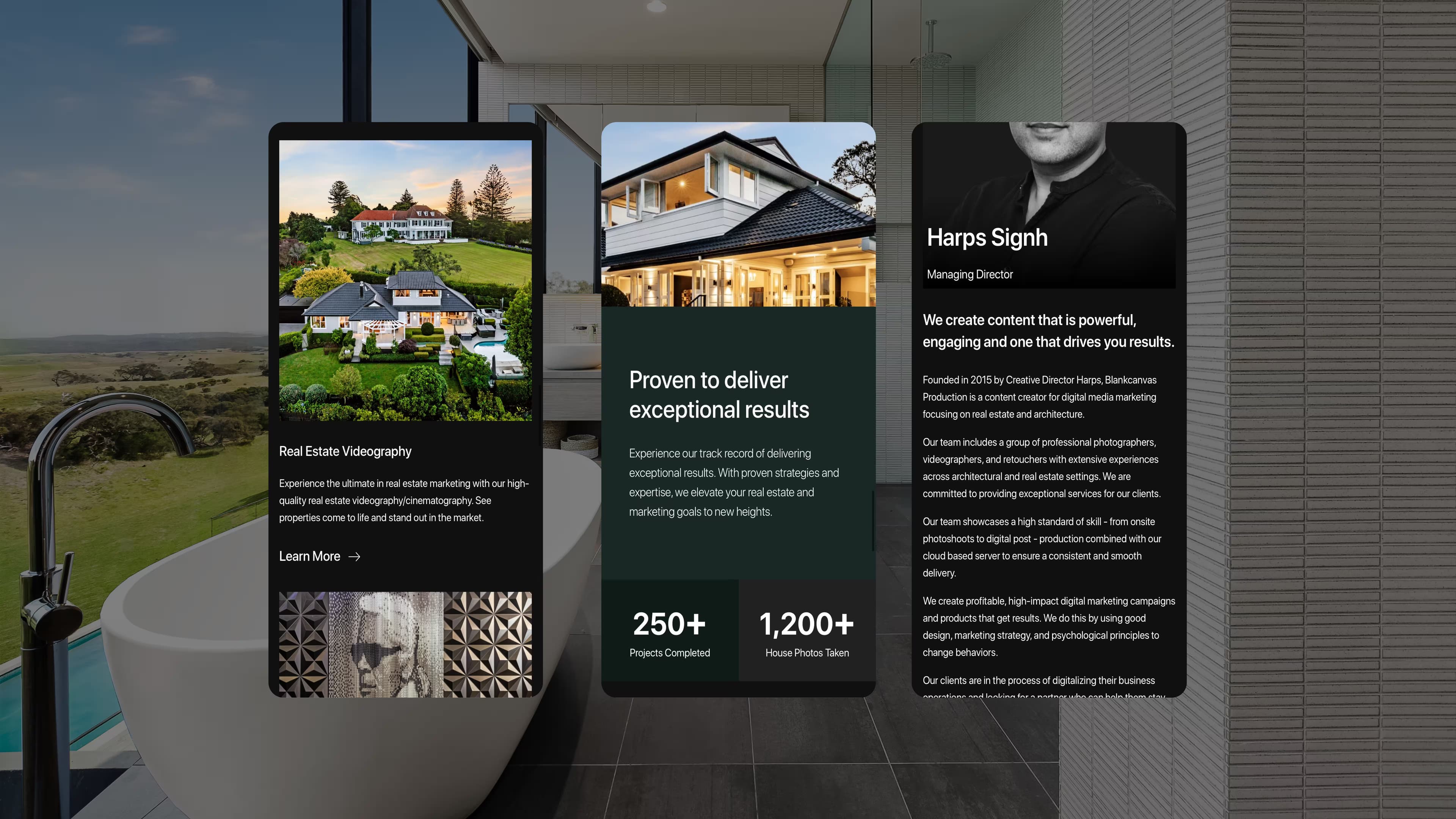 Mobile screens of website design for Blankcanvas